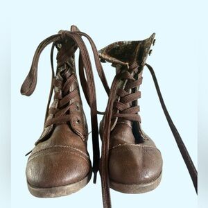 Brown Lace-Up Ankle Boots